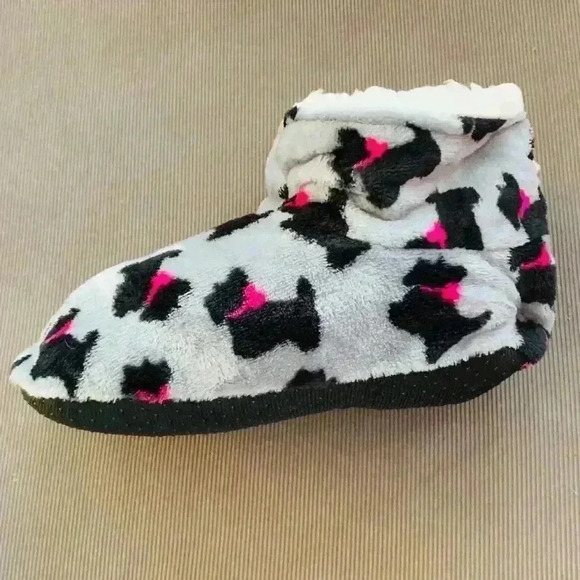 Gray/Pink Comfy Animal Print Slippers w/ Grippers  - Picture 3 of 5